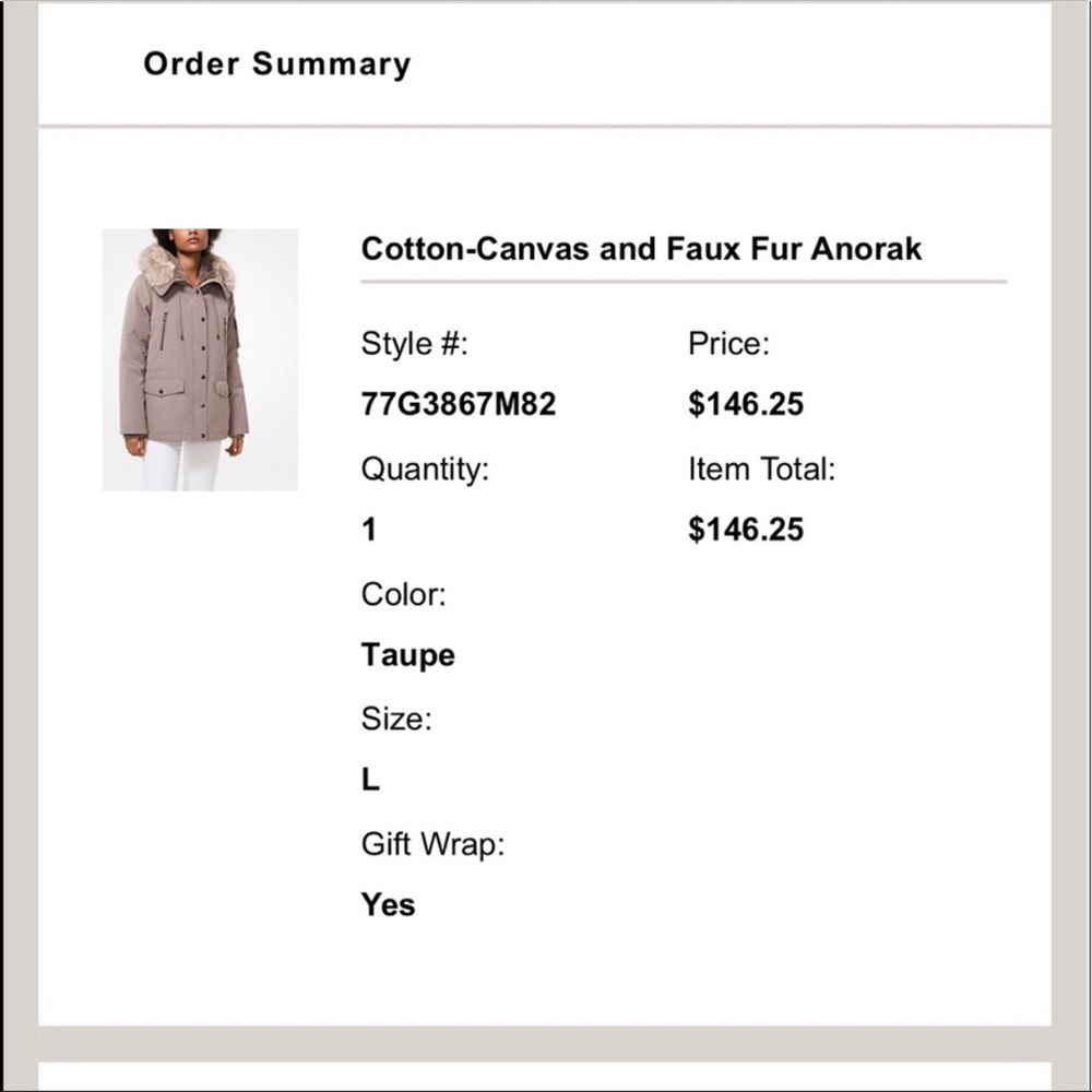 Michael Kors cotton canvas and faux fur anorak